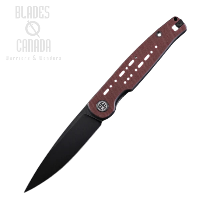 Petrified Fish Morse Folding Knife, 154CM Black SW, G10 Red & Black, PFE07RDW